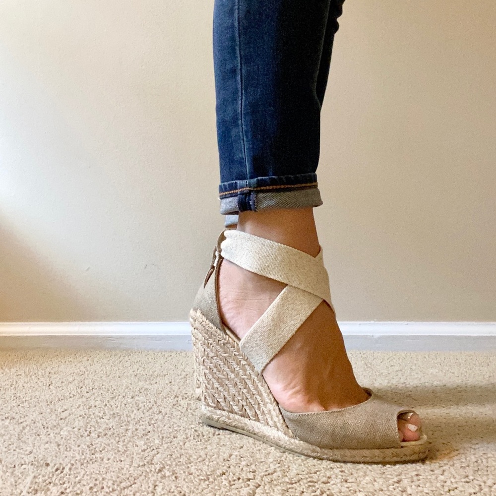 Jean-Michel Cazabat Criss-Cross Strap Wedge Sandal